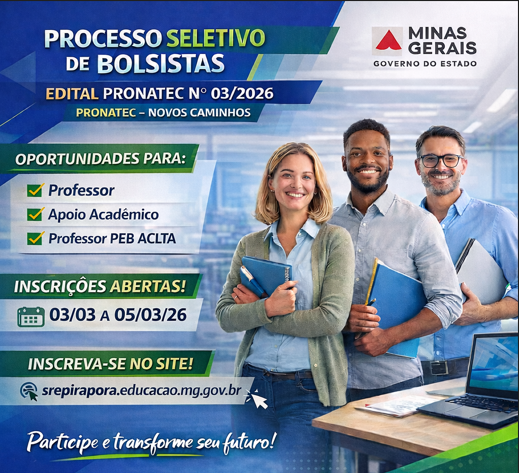 Edital 03/2026 – PSB – Processo Seletivo de Bolsistas – PRONATEC
